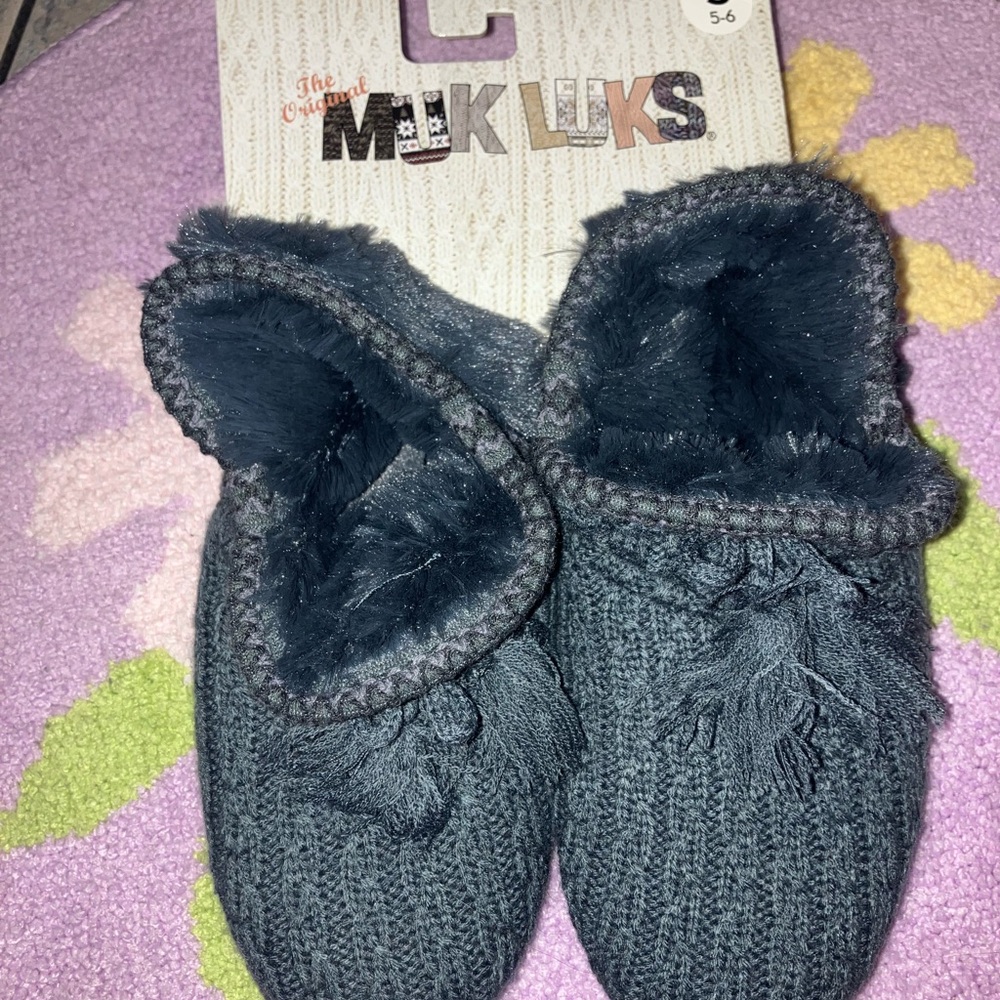 Muk Luks Charcoal Knit Slippers